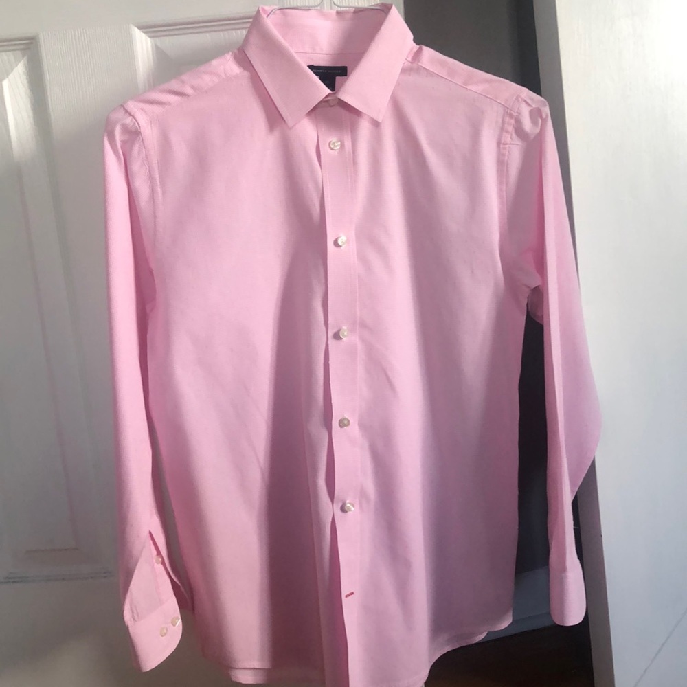 Tommy Hilfiger Boys Pink Dress Shirt Sz 18